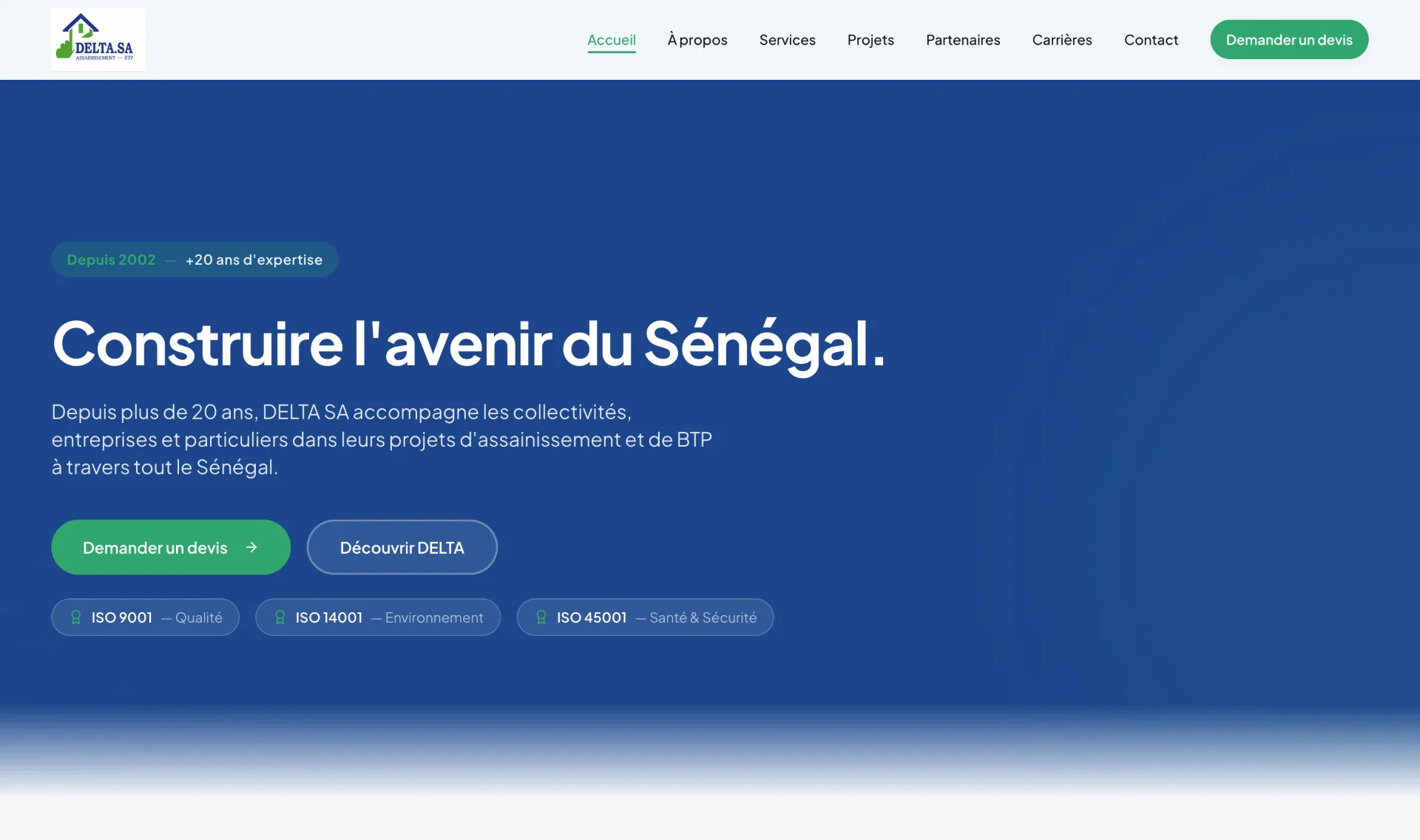 Delta SA — BTP & Assainissement · Site corporate